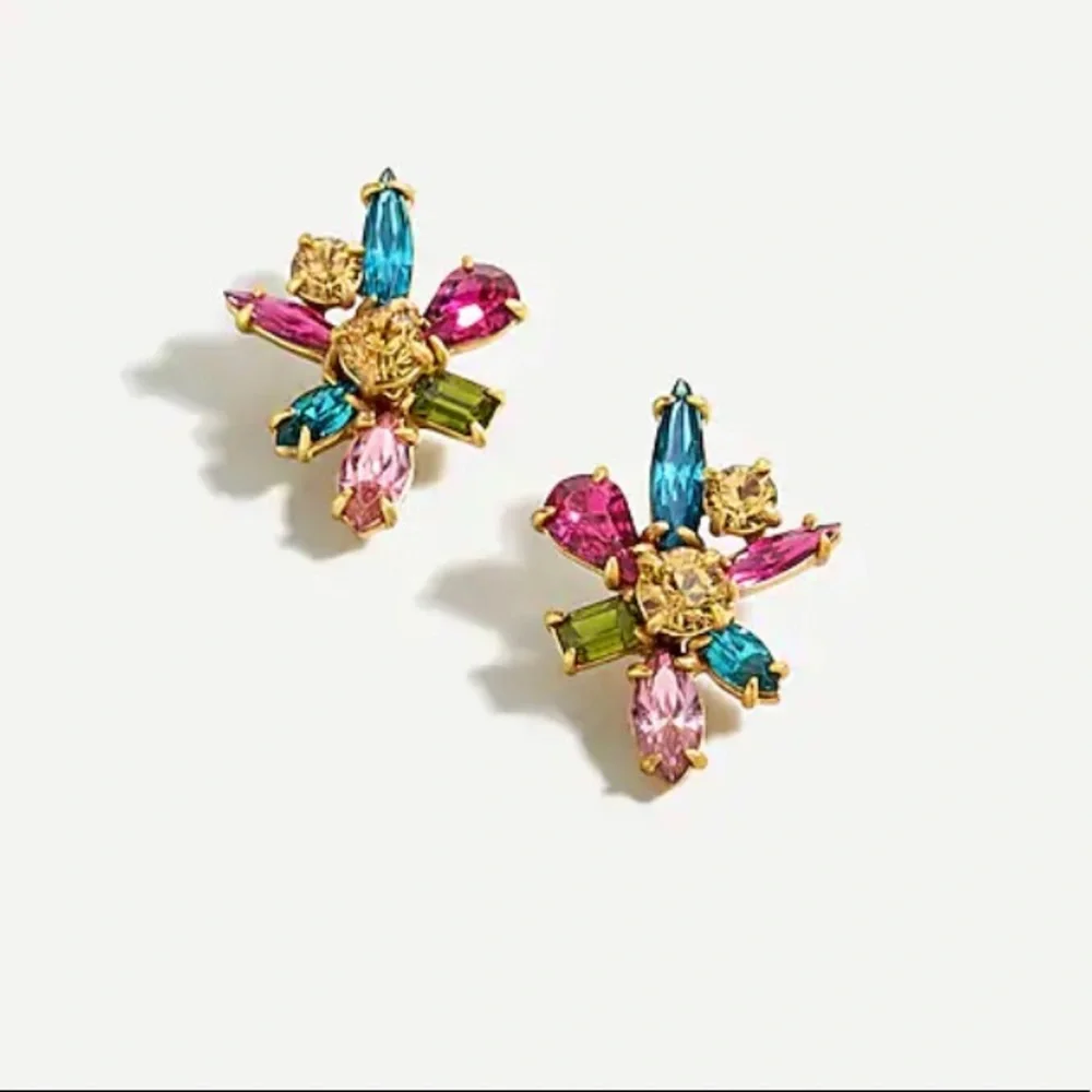 NWT J. Crew Gem Burst Stud Earrings